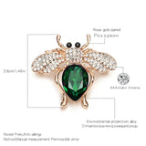 Enamel Bee Brooch for Women Red Yellow Green Stone Pin
