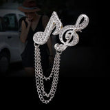 Musical Note Rhinestone Brooch Pin Tassel Chain Wedding Accessory