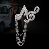 Musical Note Rhinestone Brooch Pin Tassel Chain Wedding Accessory