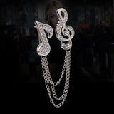 Musical Note Rhinestone Brooch Pin Tassel Chain Wedding Accessory