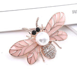 Bee Brooch Pearl Rhinestone Crystal Insect Enamel Pin for Women
