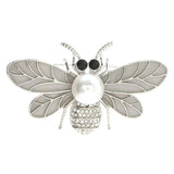 Bee Brooch Pearl Rhinestone Crystal Insect Enamel Pin for Women