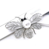 Bee Brooch Pearl Rhinestone Crystal Insect Enamel Pin for Women