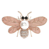 Bee Brooch Pearl Rhinestone Crystal Insect Enamel Pin for Women