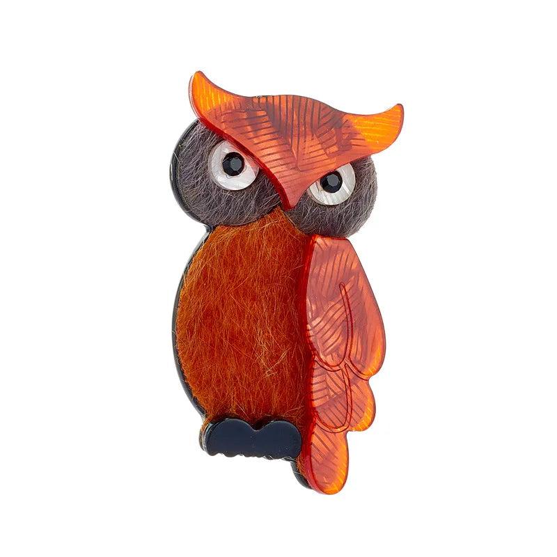 Acrylic Owl Animal Brooch Autumn Sweater Bag Pin