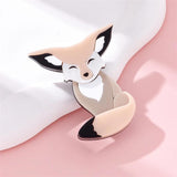Pink Fox Brooch Acrylic Material Cartoon Lovely Birthday Gift
