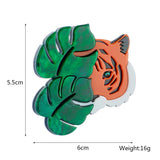Leaf Tiger Shape Brooch for Woman Acrylic Material Party Accessories Gift