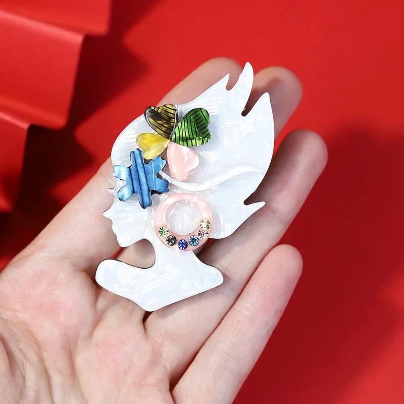 Vivid Lady Acrylic Brooches Resin Lady Resin Brooch Pins for Women