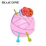 Pink Yarn Ball Shape Brooch for Women Girls