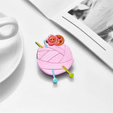 Pink Yarn Ball Shape Brooch for Women Girls