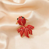 Red Carp Fish Crystal Brooch Vintage Rhinestone Pin And Brooches