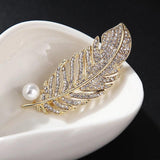 Feather Leaf Brooch Rhinestone Pin Crystal Jewelry
