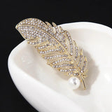 Feather Leaf Brooch Rhinestone Pin Crystal Jewelry