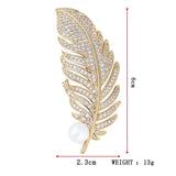 Feather Leaf Brooch Rhinestone Pin Crystal Jewelry