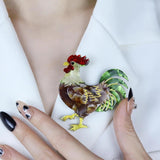 Colorful Rooster Cock Brooch Pin for Women Unisex