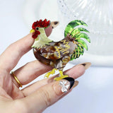 Colorful Rooster Cock Brooch Pin for Women Unisex