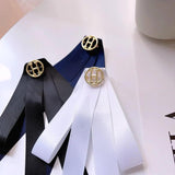 Retro College Style Fabric Bow Tie Brooches for Girl Women