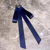 Retro College Style Fabric Bow Tie Brooches for Girl Women