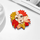 Lion Head Shape Women Brooch Acrylic Material Animal Pins