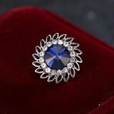 Sun Flower Rhinestone Brooch Suit Pin Shirt Collar Button