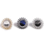 Sun Flower Rhinestone Brooch Suit Pin Shirt Collar Button