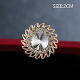 Sun Flower Rhinestone Brooch Suit Pin Shirt Collar Button