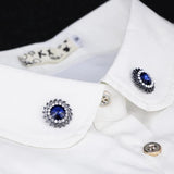 Sun Flower Rhinestone Brooch Suit Pin Shirt Collar Button