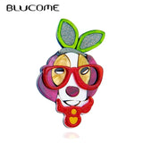 Big Sunglass Cartoon Dog Woman Brooch Acrylic Girls Jewelry