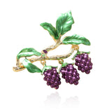 Rhinestone Grapes Brooch Enamel Jewelry Vintage Coat Pin Gift