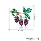 Rhinestone Grapes Brooch Enamel Jewelry Vintage Coat Pin Gift