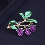 Rhinestone Grapes Brooch Enamel Jewelry Vintage Coat Pin Gift