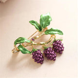 Rhinestone Grapes Brooch Enamel Jewelry Vintage Coat Pin Gift