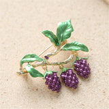 Rhinestone Grapes Brooch Enamel Jewelry Vintage Coat Pin Gift