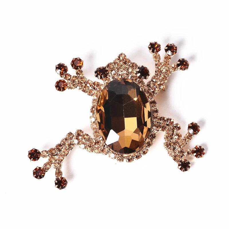 Colorful Crystal Frog Brooch Rhinestone Insect Pin for Women