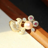 Natural Pearl Goldfish Brooch CZ Lapel Pin