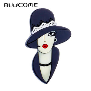 Vintage Lady Shape Acrylic Brooches for Holiday