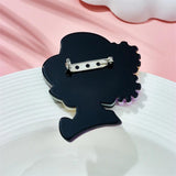 Stylish Girl in a Hat Brooches for Women