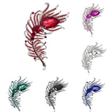 Crystal Feather Bejeweled Brooch Pin Wedding Jewelry Party Accessories