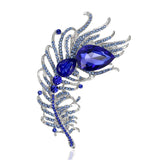 Crystal Feather Bejeweled Brooch Pin Wedding Jewelry Party Accessories