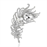 Crystal Feather Bejeweled Brooch Pin Wedding Jewelry Party Accessories