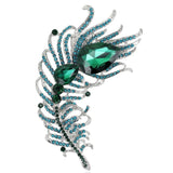 Crystal Feather Bejeweled Brooch Pin Wedding Jewelry Party Accessories