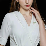 Enamel Green Bamboo Broochpins Zircon Plant Corsage Jewelry Lapel Pins