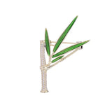 Enamel Green Bamboo Broochpins Zircon Plant Corsage Jewelry Lapel Pins