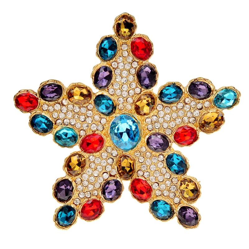 Rhinestone Star Brooch Large Starfish Pin Vintage Accessories