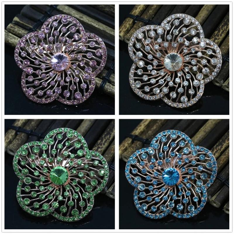 Rose Gold-color Crystal Bead Brooch for Women
