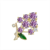Purple Grape Rhinestone Brooch for Women, Casual Copper Pins