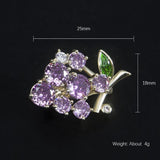 Purple Grape Rhinestone Brooch for Women, Casual Copper Pins