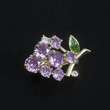 Purple Grape Rhinestone Brooch for Women, Casual Copper Pins