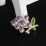 Purple Grape Rhinestone Brooch for Women, Casual Copper Pins