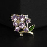 Purple Grape Rhinestone Brooch for Women, Casual Copper Pins